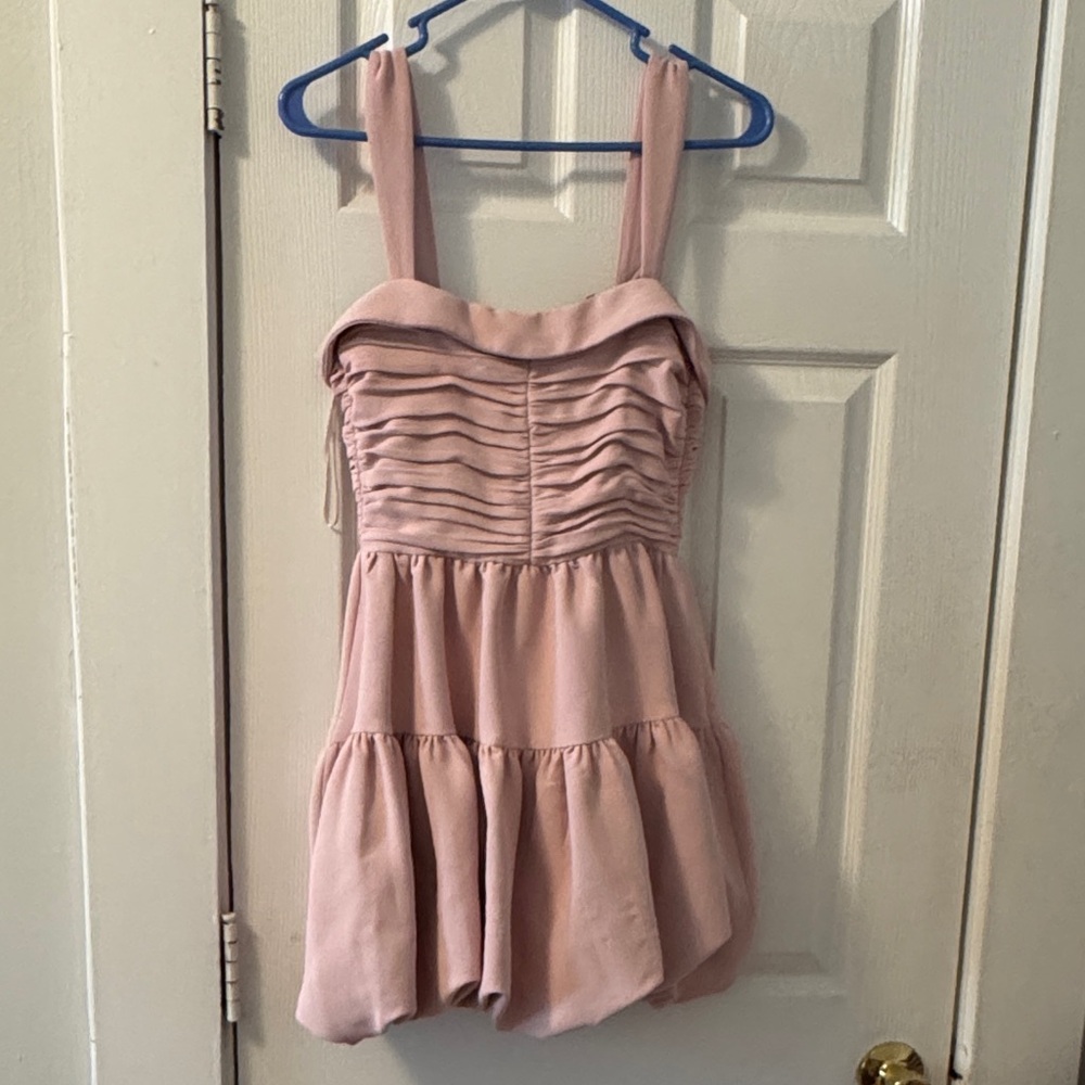 Zara Blush Pink Ruched Mini Dress